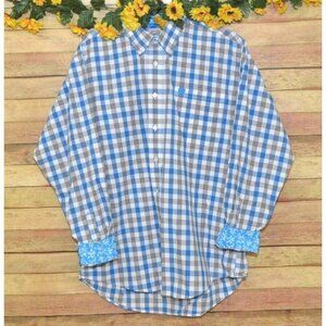 Cinch Men's L Blue Plaid Button Front Western Shirt Contrast Cuffs Cotton Cowboy